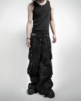 Threebooy New Gothic Retro Jeans for Men Wide Leg Straight Black Y2k Baggy Jeans Harajuku Hip Hop High Waist Denim Pants Streetwear